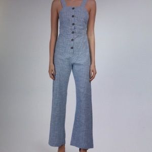 Mini Stripe Button Front Jumpsuit Size Large